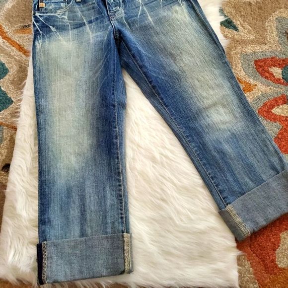 BIG STAR DENIM MADDIE CROPPED JEANS DISTRESSED WASH CALF EMBELLISHED STITCH - Picture 3 of 13